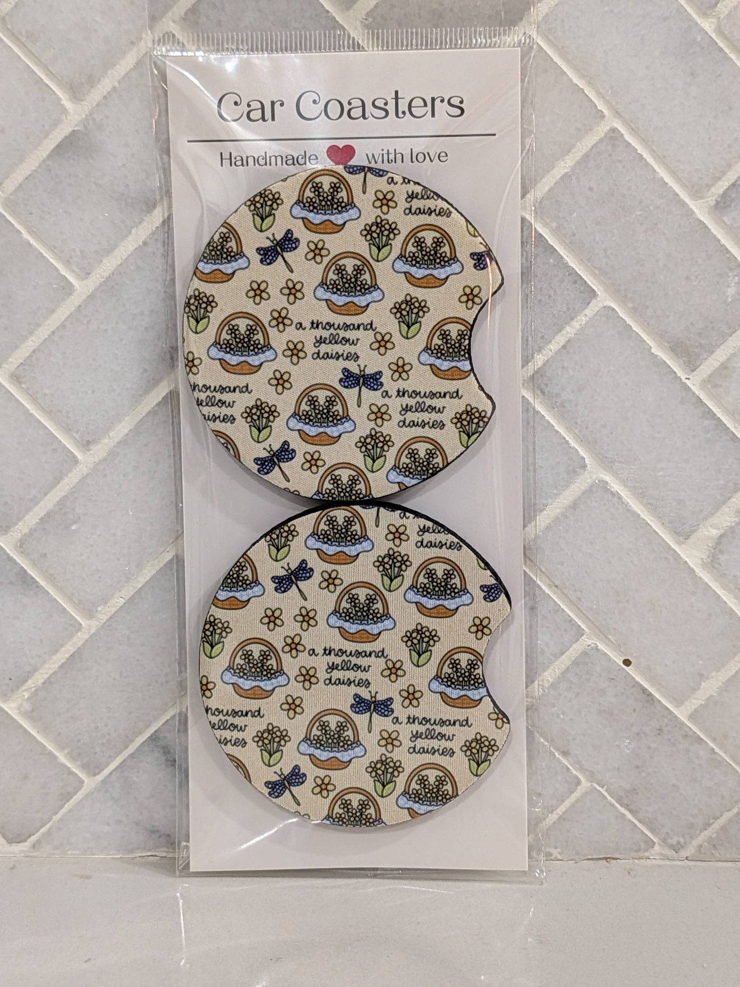 Thousand Yellow Daisies Car Coasters