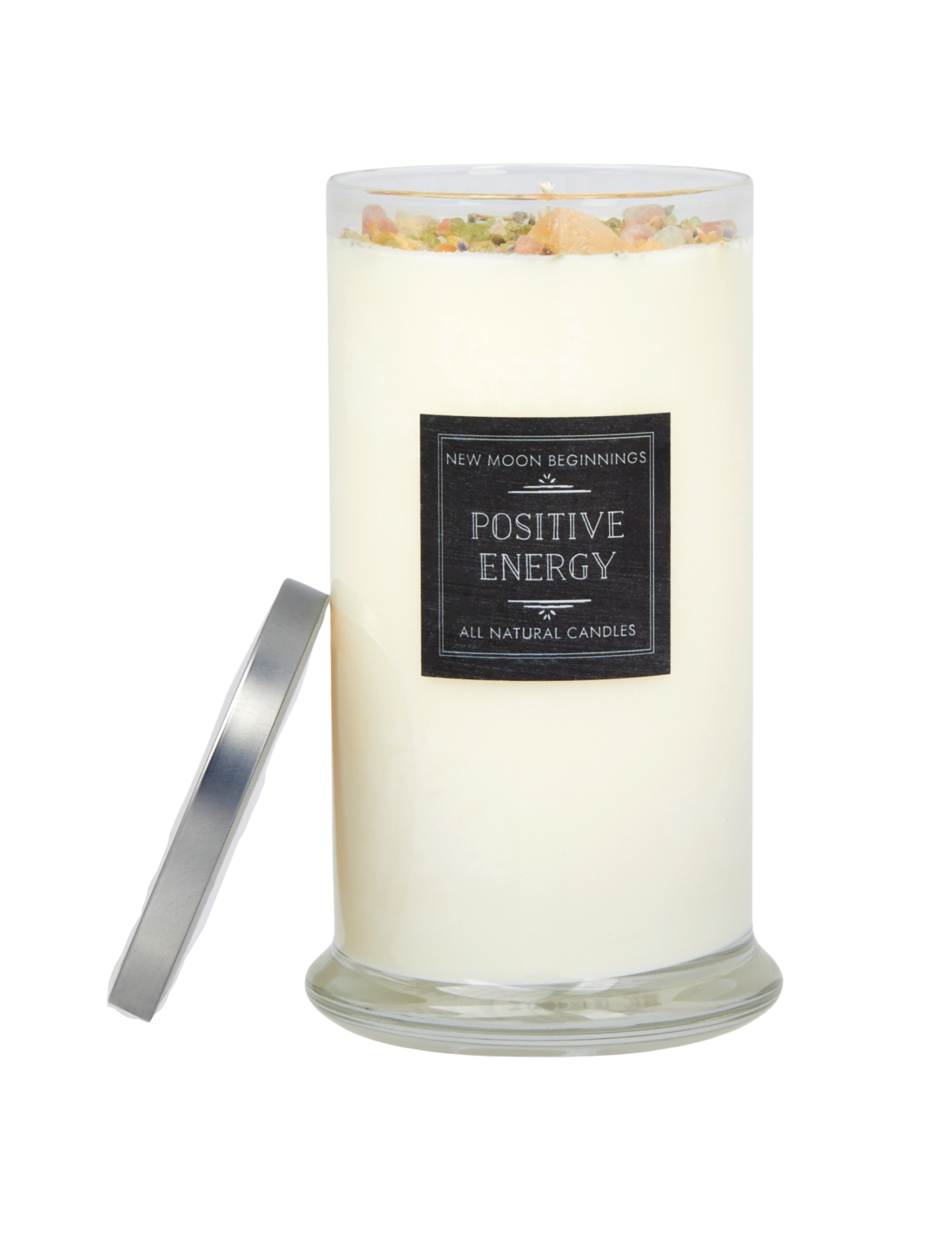 Positive Energy Candle Round Tin- Soy Candles - Herb & Crystal Candle