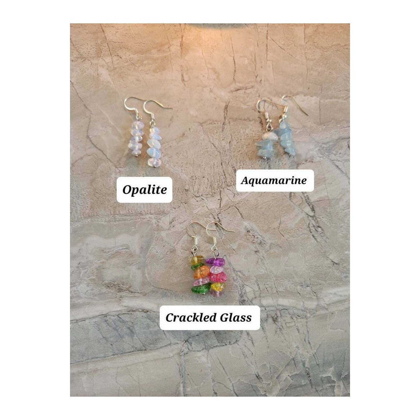 Crystal Earrings ,Stacked Stone Drop Earrings Bohemian Style