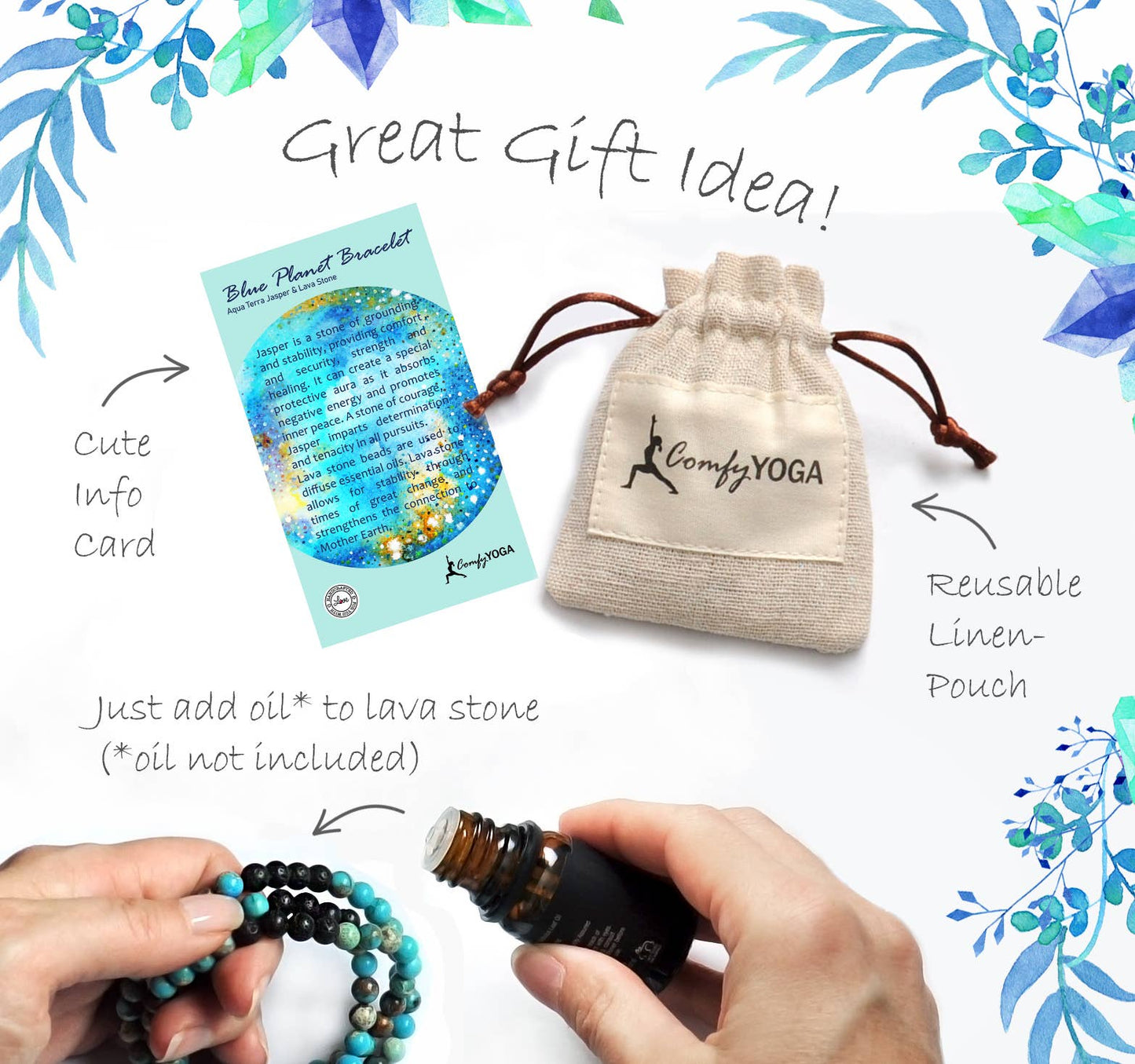 Blue Planet Aroma Bracelet - Handmade Lava Stone Bracelet