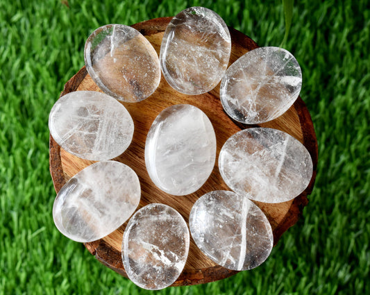 Crystal Quartz Worry Stone, Natural Palm Stone