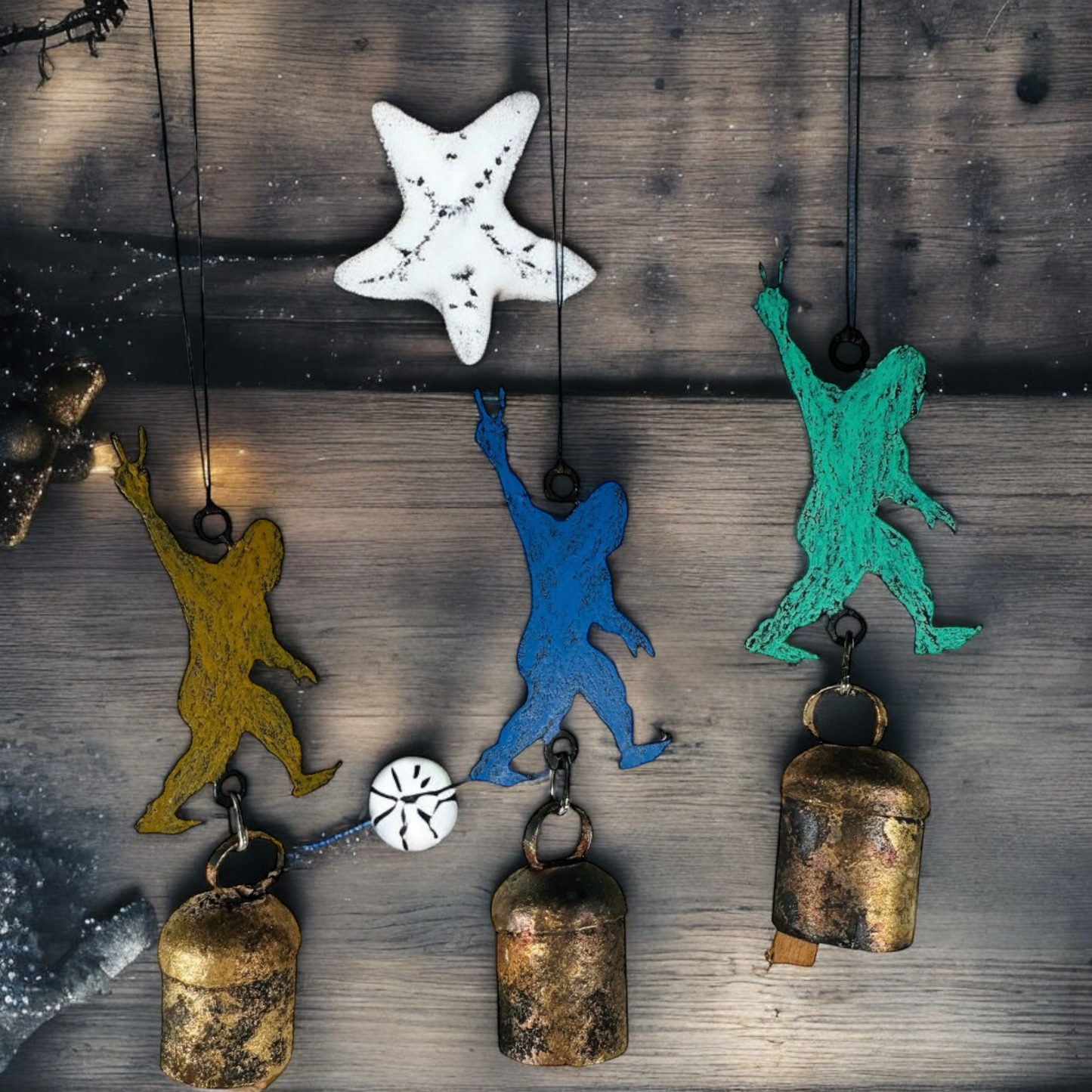 Bigfoot wind chime Peace sign ornament cheap affordable gift