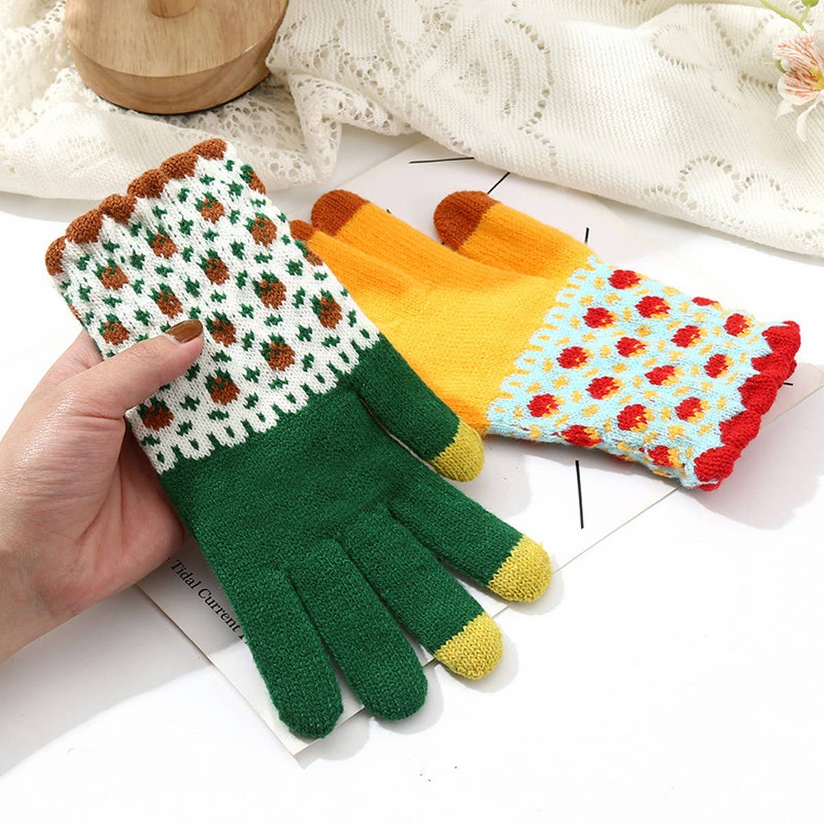 Cute Knit Gloves for Women – Touchscreen Warm