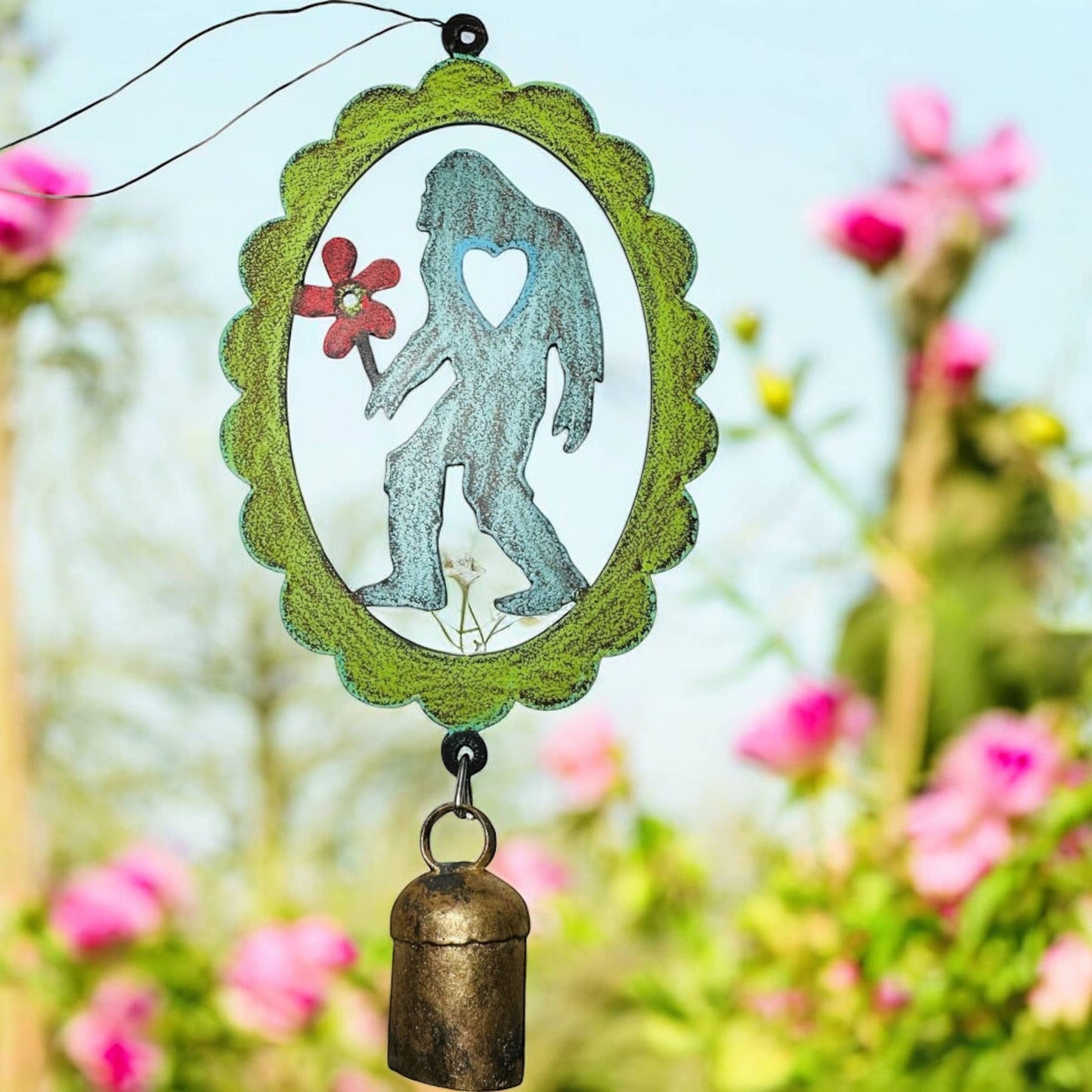 Bigfoot Flower Wind Chime Sasquatch bell Yeti Northwest souvenir  
