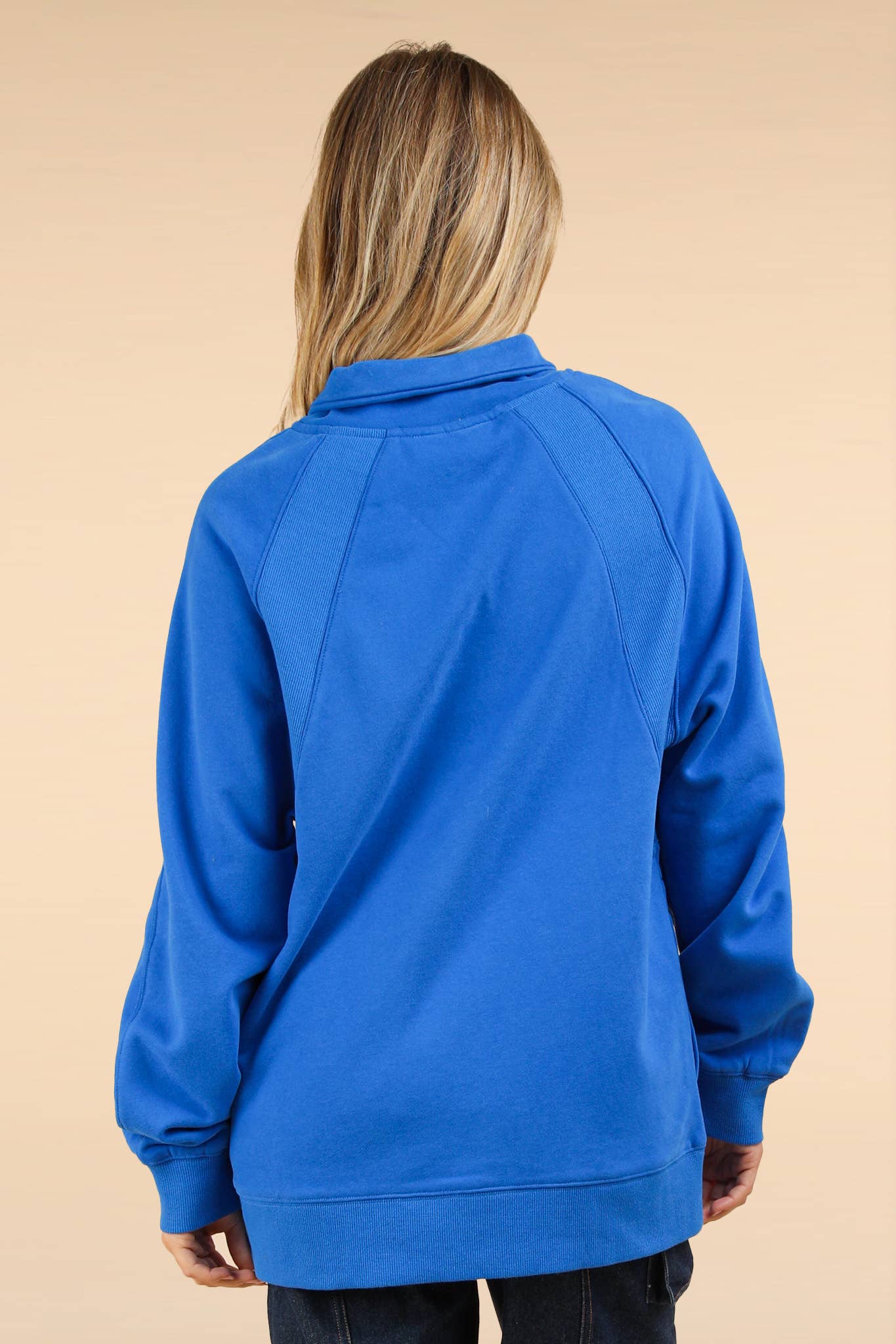 NT11849-Oversized Sweatshirt Henley Knit Top