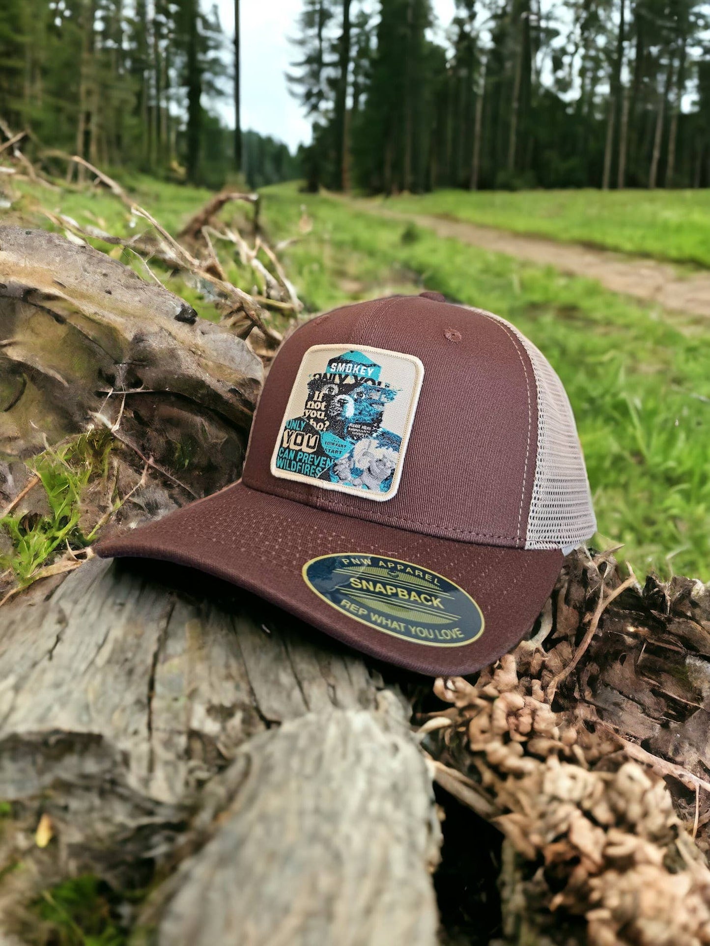 Smokey the Bear Snapback Trucker Hat W/ Patch