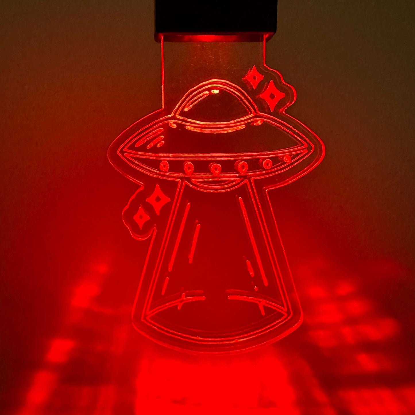 UFO Alien Ship LED Keychain with Clip