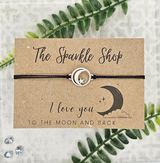 "I Love You to the Moon and Back" Moon Charm Bracelet