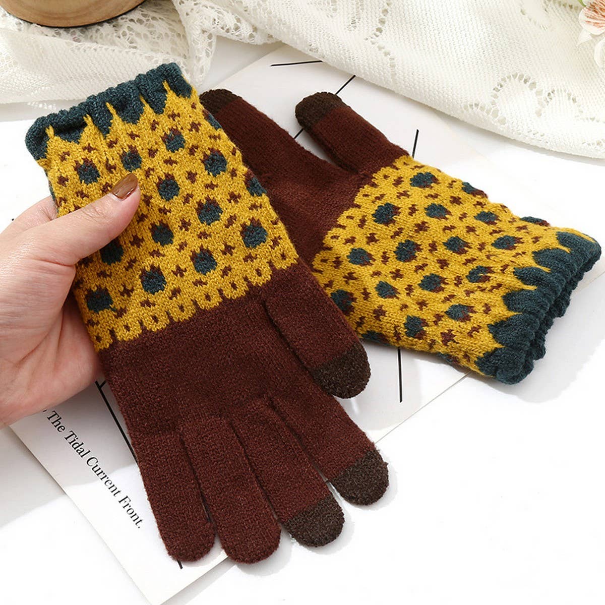 Cute Knit Gloves for Women – Touchscreen Warm