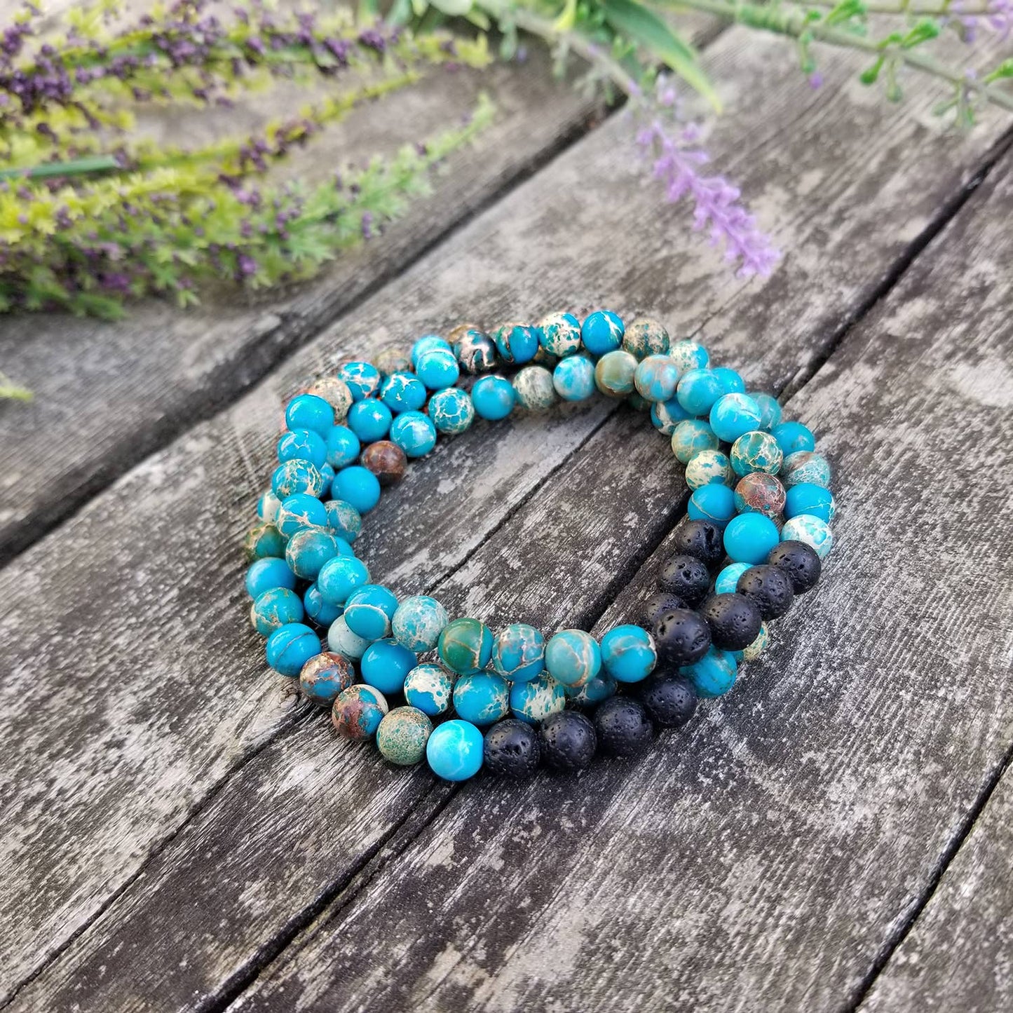 Blue Planet Aroma Bracelet - Handmade Lava Stone Bracelet