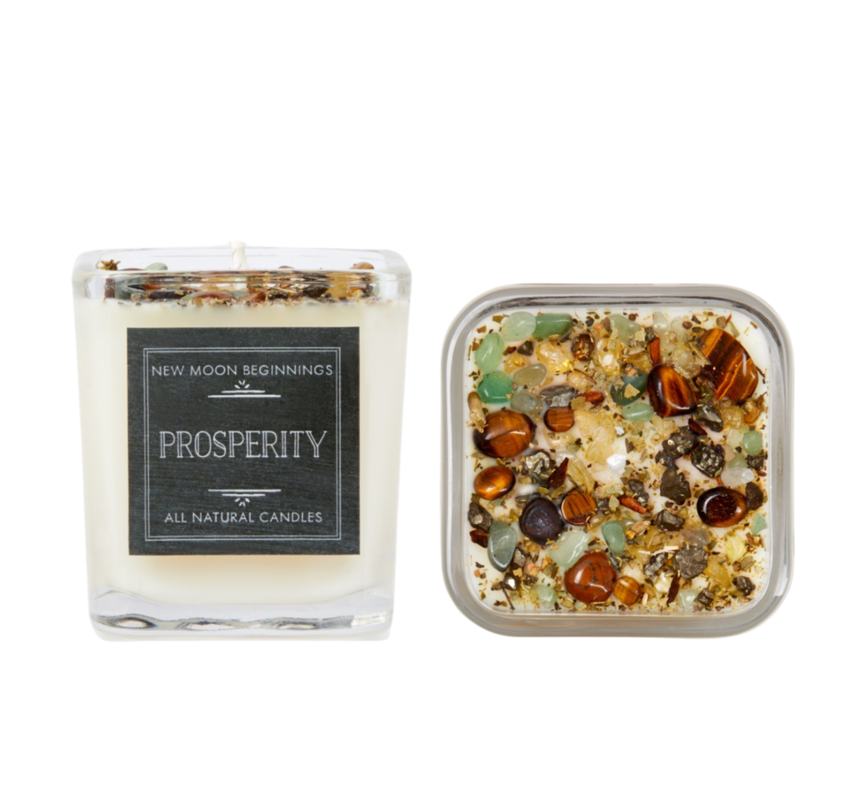 Prosperity Candle Round Tin - Soy Candles - Herb & Crystal Candle