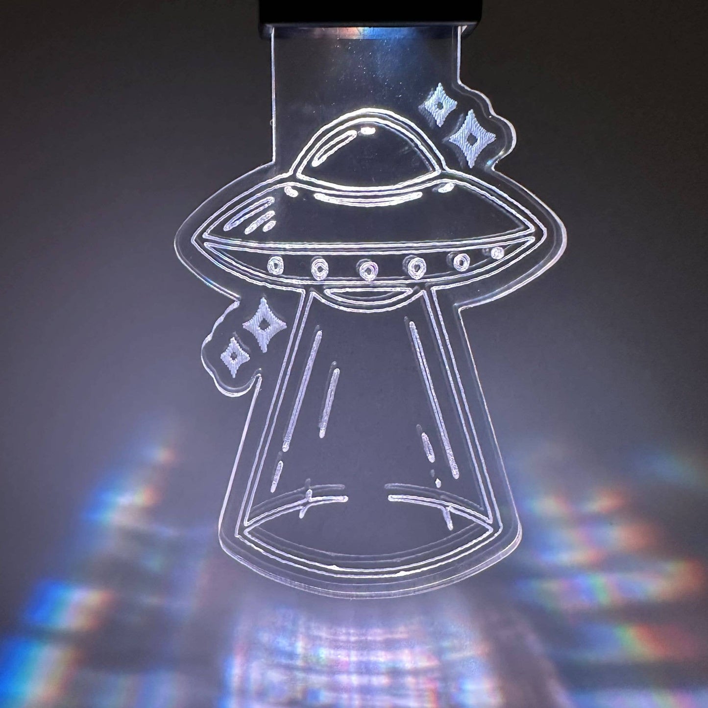 UFO Alien Ship LED Keychain with Clip