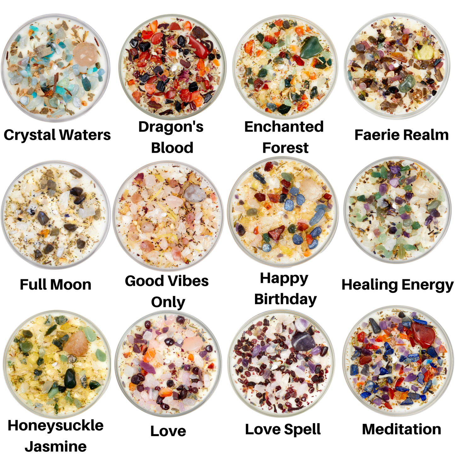 Crystal Cleansing Candles, Energy Candles 12oz Soy Candles Handmade